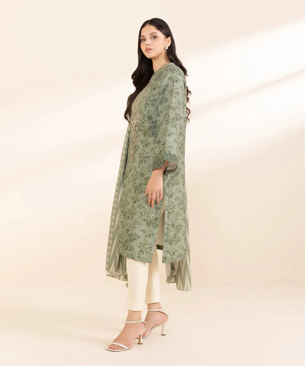 2 Piece - Embroidered Light Khaddar Suit