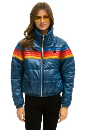 5 STRIPE LUXE APRES PUFFER JACKET - GLOSSY DARK BLUE