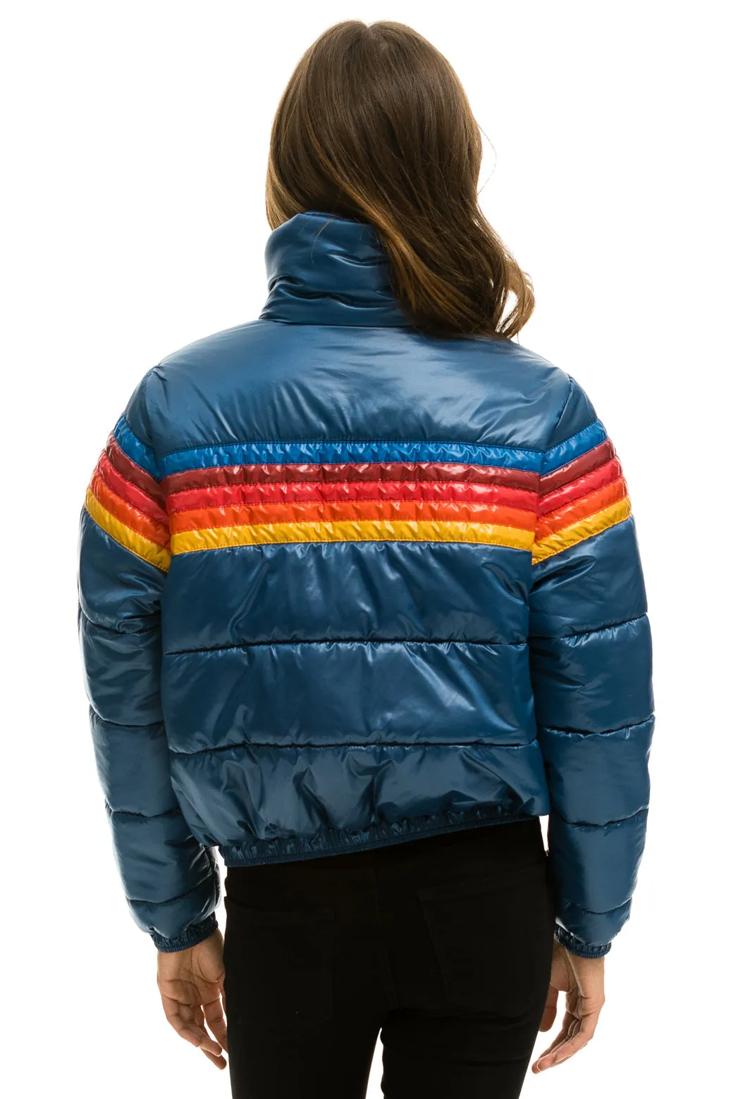 5 STRIPE LUXE APRES PUFFER JACKET - GLOSSY DARK BLUE