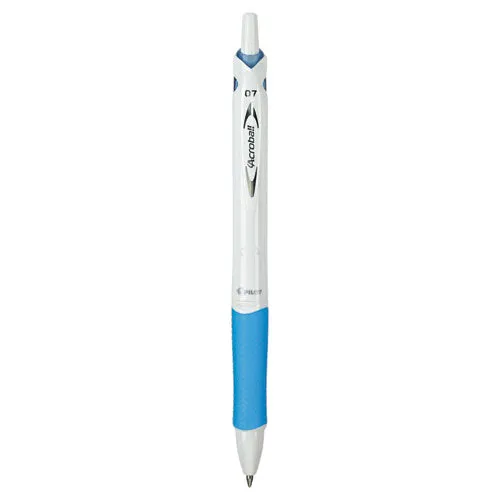 Acroball Purewhite Advanced Ink Hybrid Gel Pen, Retractable, Fine 0.7 Mm, Black Ink, White/blue Barrel