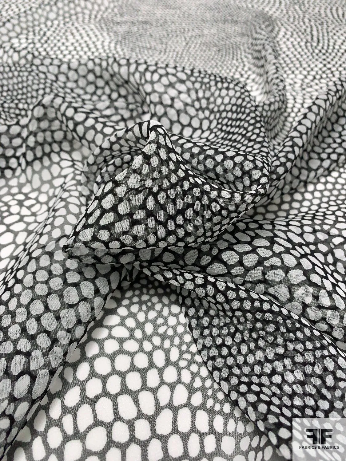 Alligator Skin Printed Silk Chiffon - Black / White