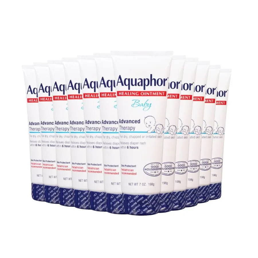 Aquaphor Baby Healing Ointment Advanced Therapy Skin Protectant - Dry Skin and Diaper Rash Ointment 7 oz - 12 Pack