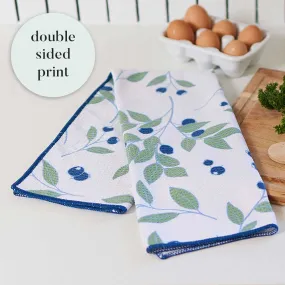 Blueberries blu Kitchen Tea Towel-Double-Sided Print