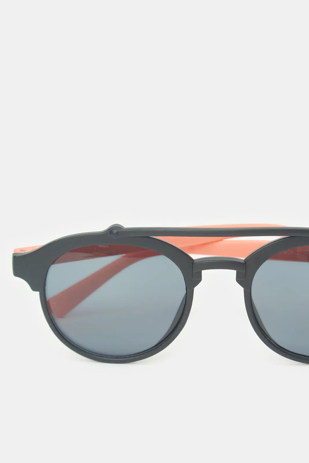 Boys Black And Red Round Sunglasses