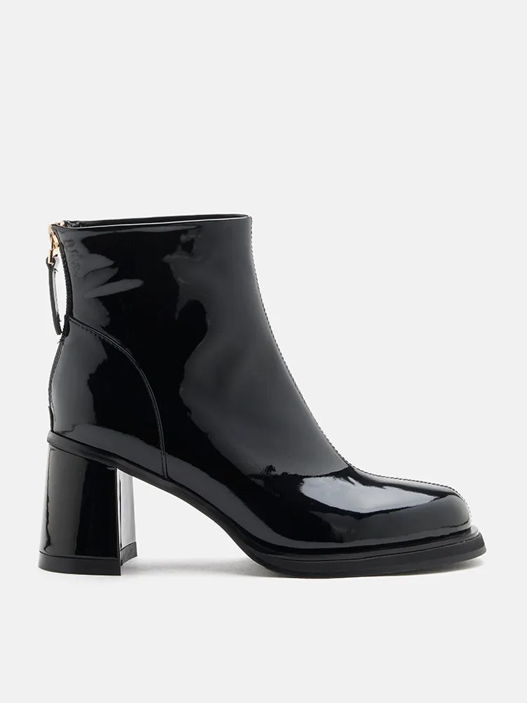 Chantel Patent Leather Back Zip Boots