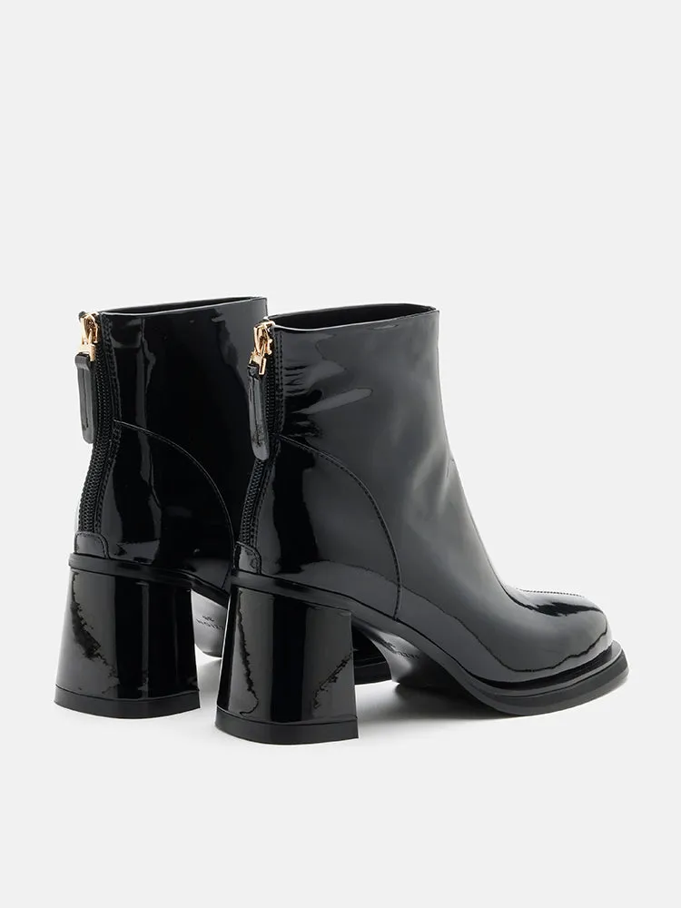 Chantel Patent Leather Back Zip Boots