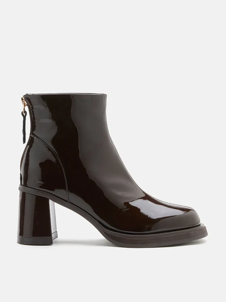 Chantel Patent Leather Back Zip Boots