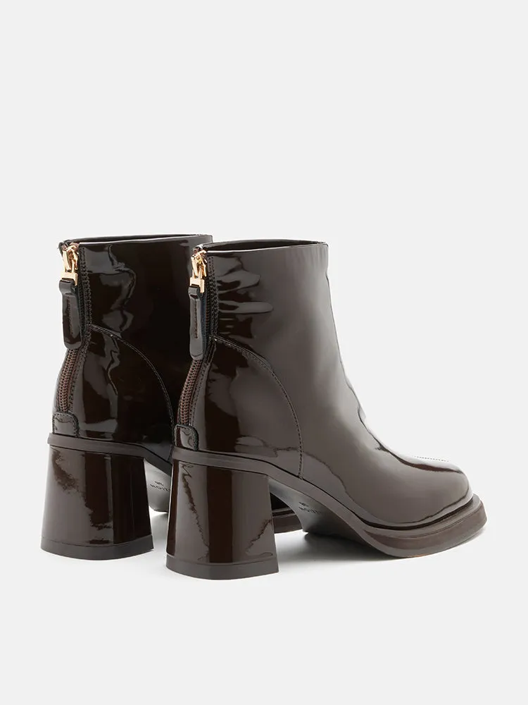 Chantel Patent Leather Back Zip Boots