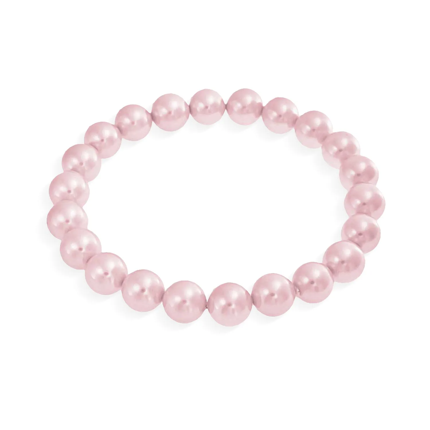 Classic Round Imitation White Pink Pearl Strand Stretch Bracelet Set 8,10,12MM