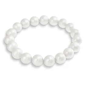 Classic Round Imitation White Pink Pearl Strand Stretch Bracelet Set 8,10,12MM