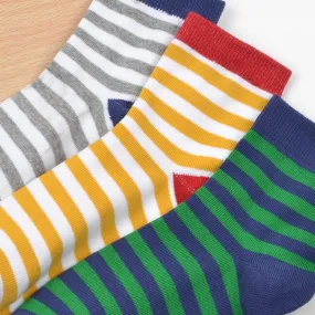 FOOTPRINTS Organic cotton Kids Socks -9-12 years - Pack of 3 Pairs - Low cut Colourful Stripes