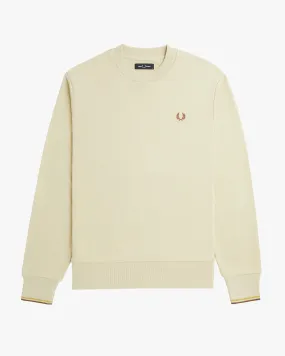 Fred Perry Crew Neck Sweatshirt - Oatmeal / Whisky Brown