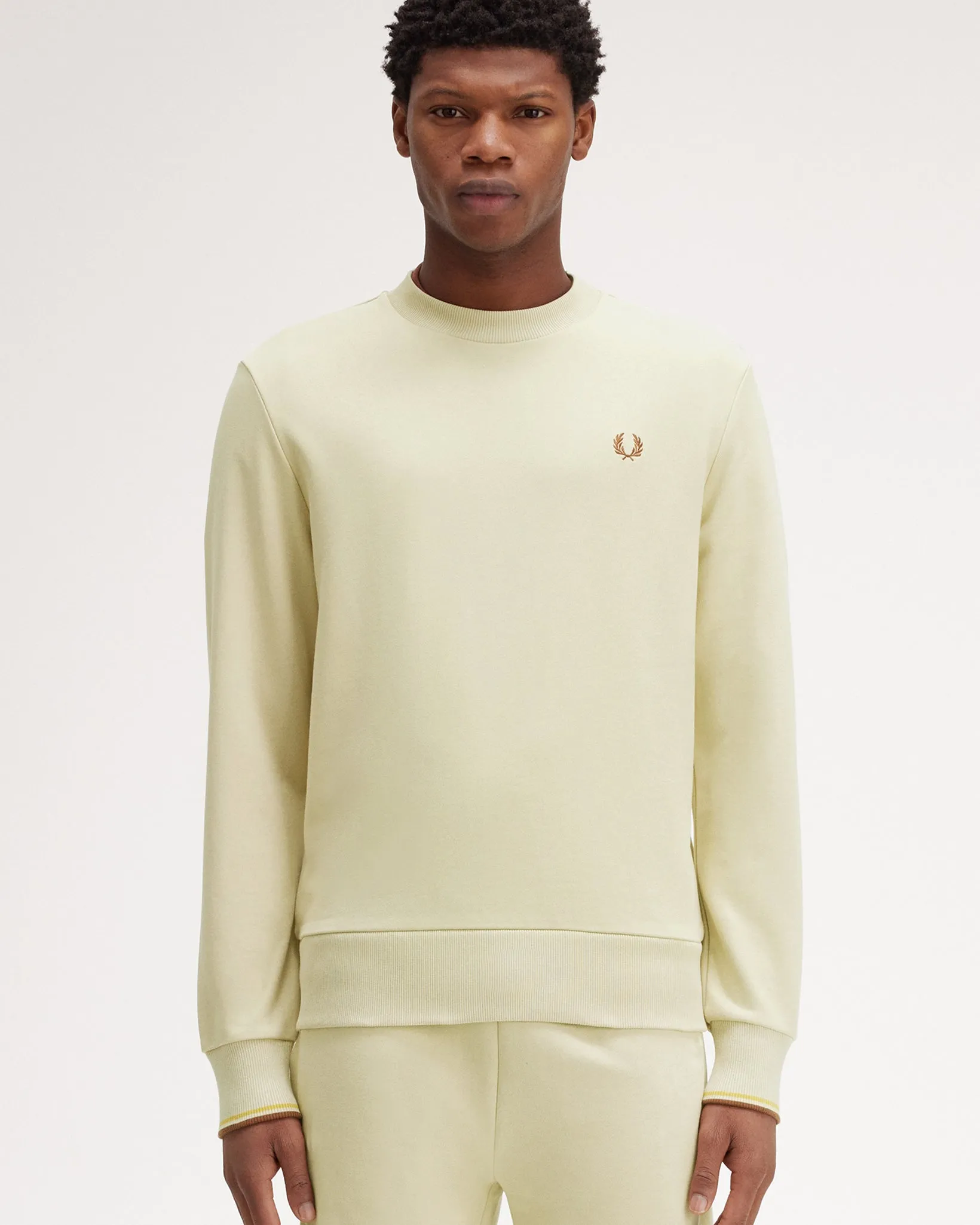 Fred Perry Crew Neck Sweatshirt - Oatmeal / Whisky Brown