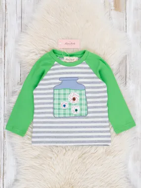 Green & Grey Striped Monster Eyeballs Top