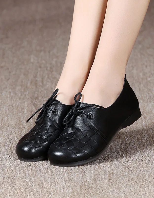 Hand-woven Non-slip Soft Leather Retro Flat Shoes