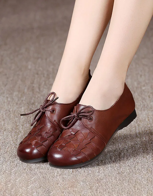 Hand-woven Non-slip Soft Leather Retro Flat Shoes