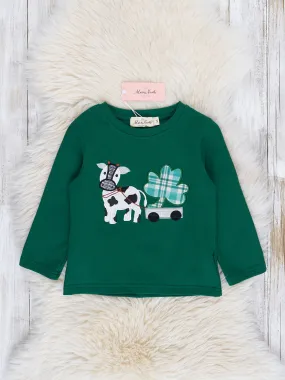 Hunter Green Embroidered Lucky Cow Shirt