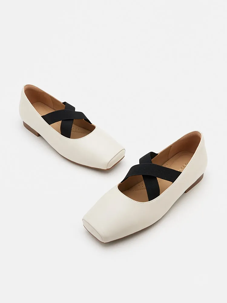 Mandy Square Toe Criss Cross Strap Ballet Flats