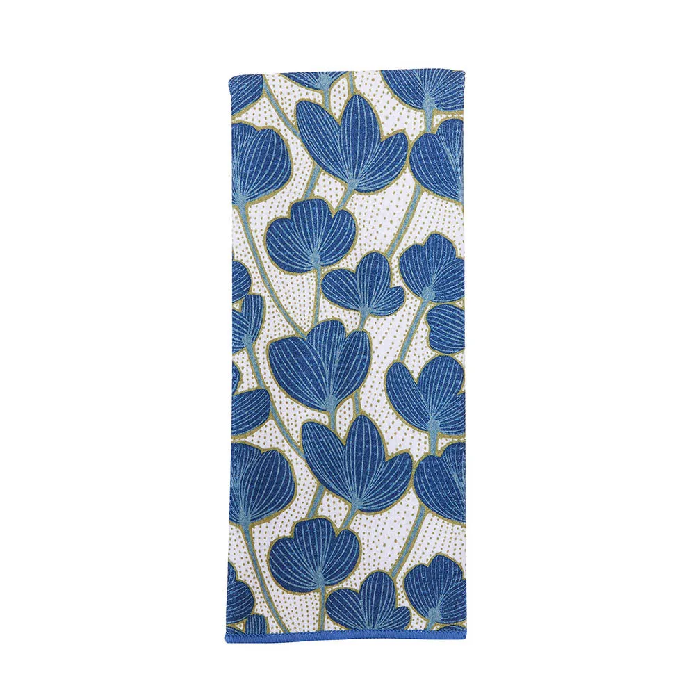 Modern Poppy blu Kitchen Tea Towel-Double Side Printed