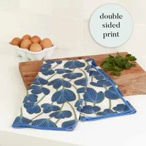 Modern Poppy blu Kitchen Tea Towel-Double Side Printed