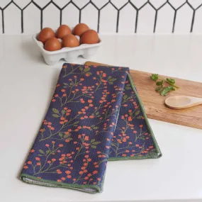 Orange Berries Blu Kitchen Tea Towel