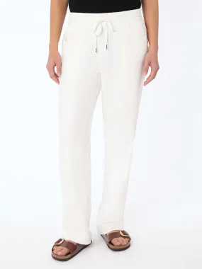 Pull On Drawstring Trouser, Solid Linen Viscose