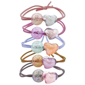 Resin Charm Heart Hair Ties - 5 Pack