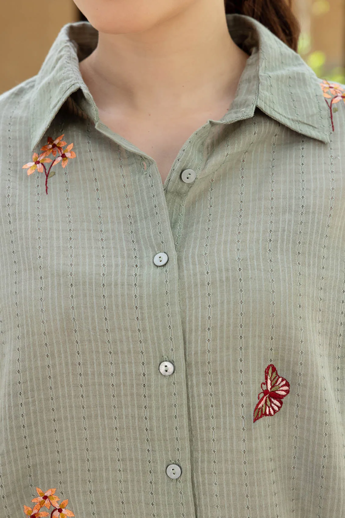 Sage Embroidered Shirt