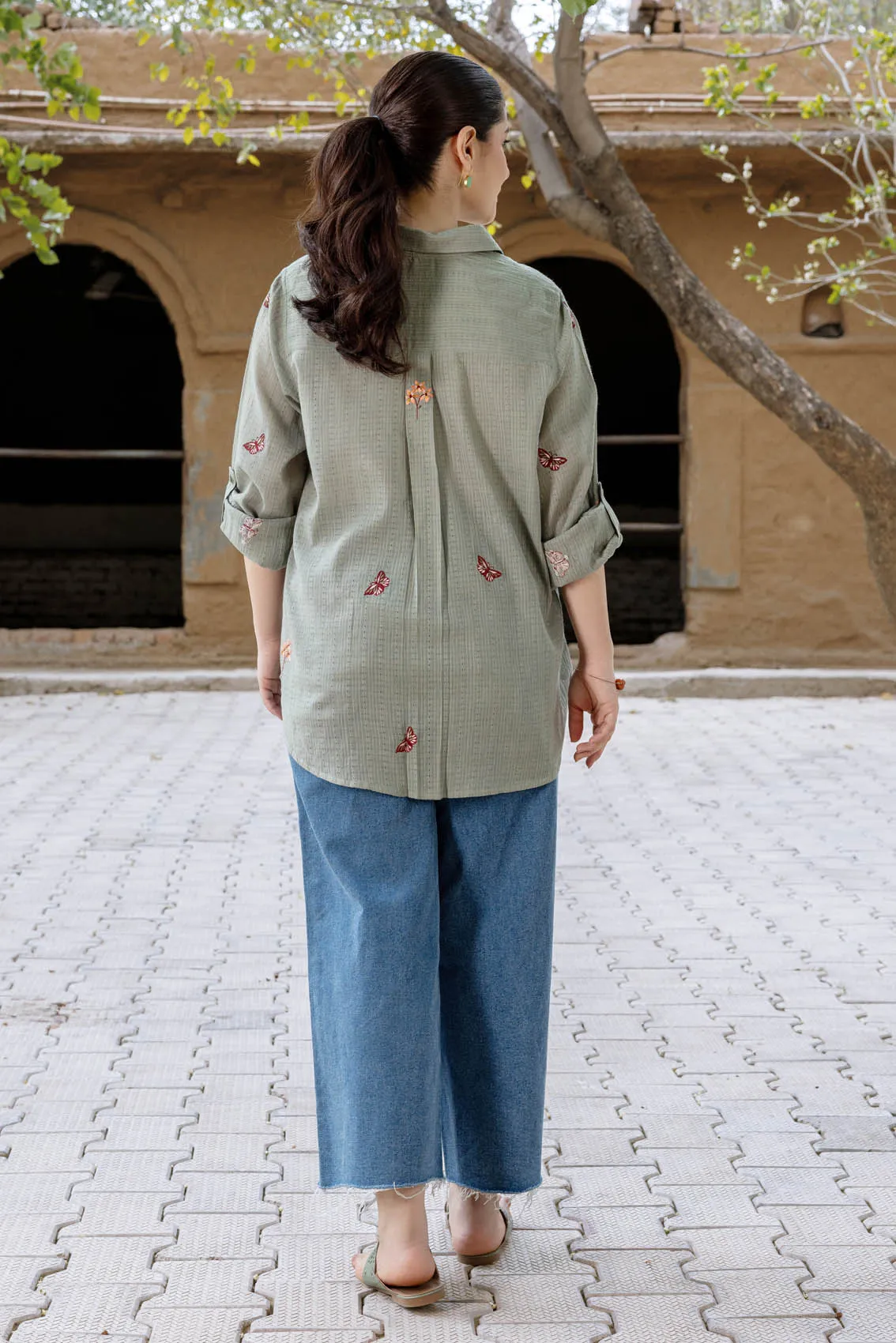 Sage Embroidered Shirt