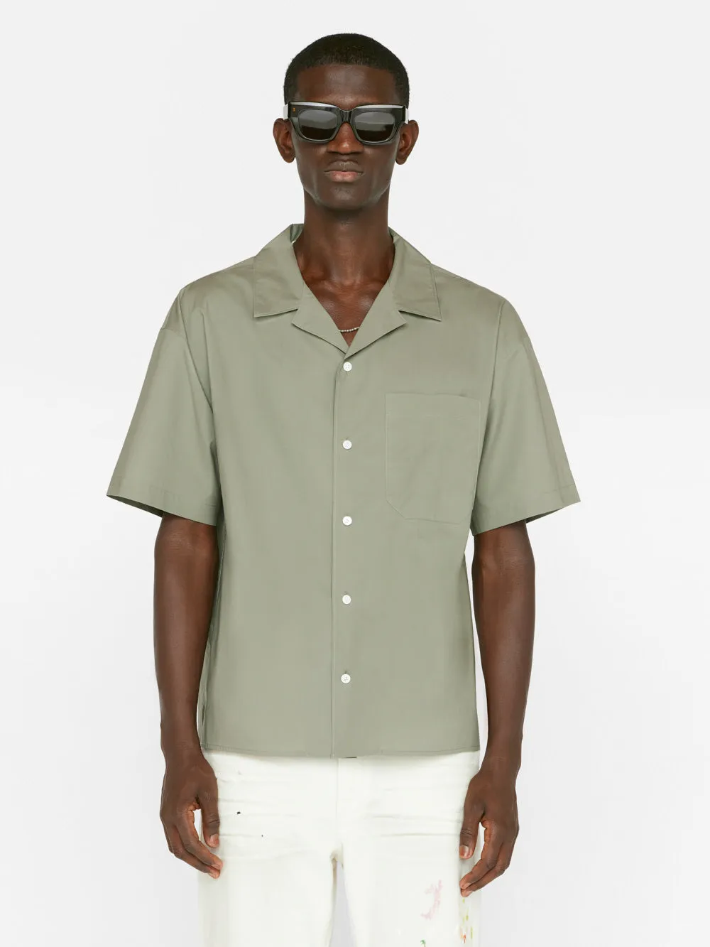 Soft Cotton Camp Collar Shirt -- Desert Sage