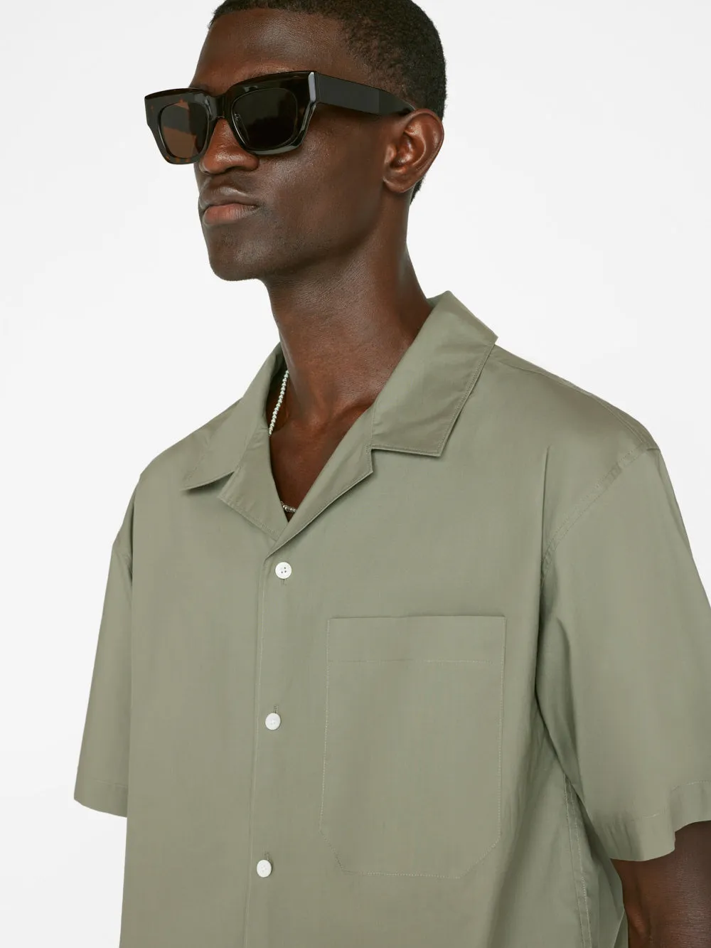 Soft Cotton Camp Collar Shirt -- Desert Sage