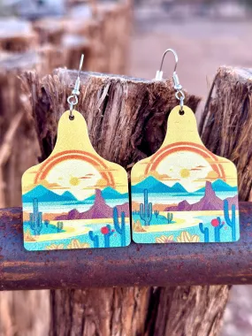 The Desert Cactus Cow Tag Earring