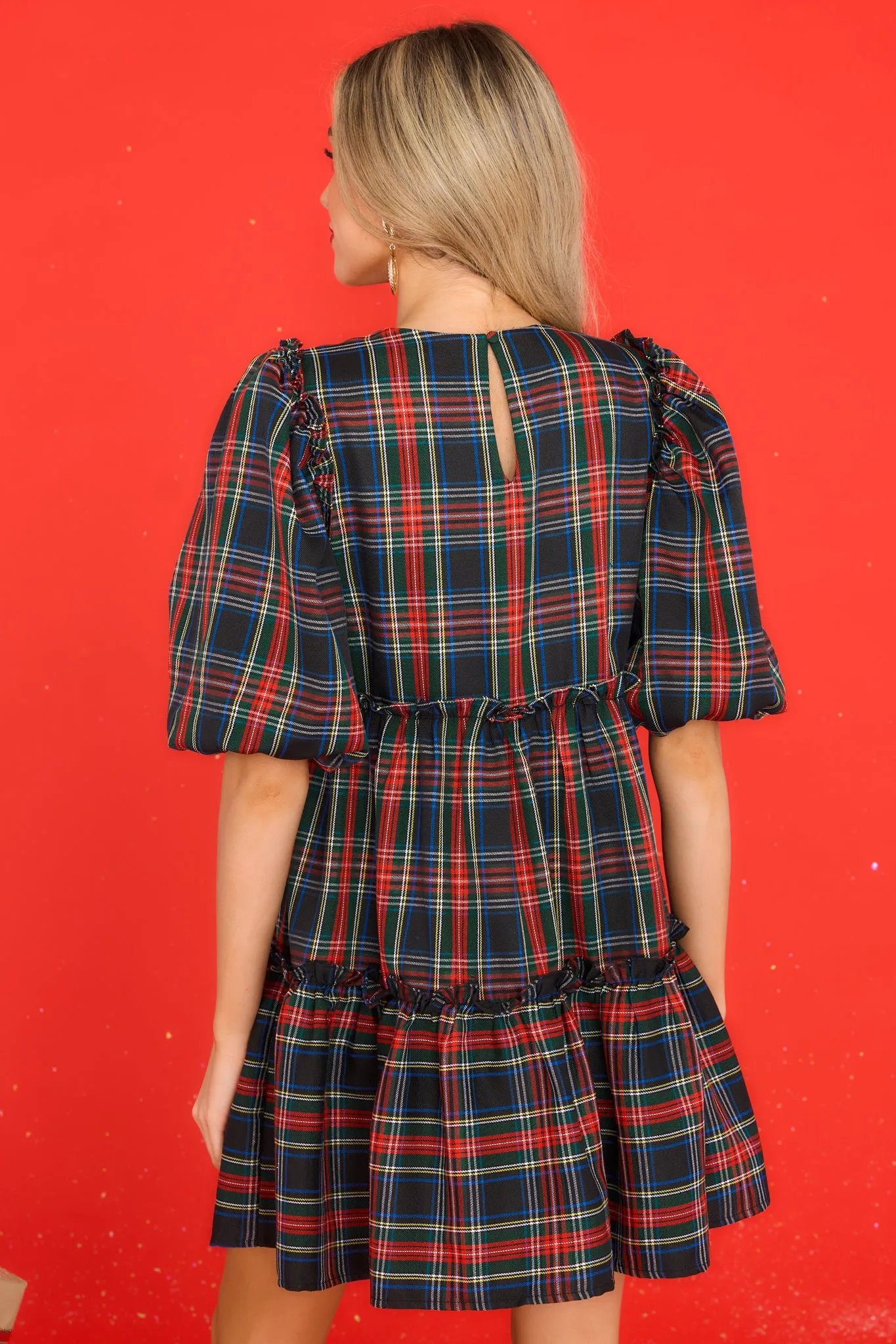 The Gift Of You Black Plaid Dress