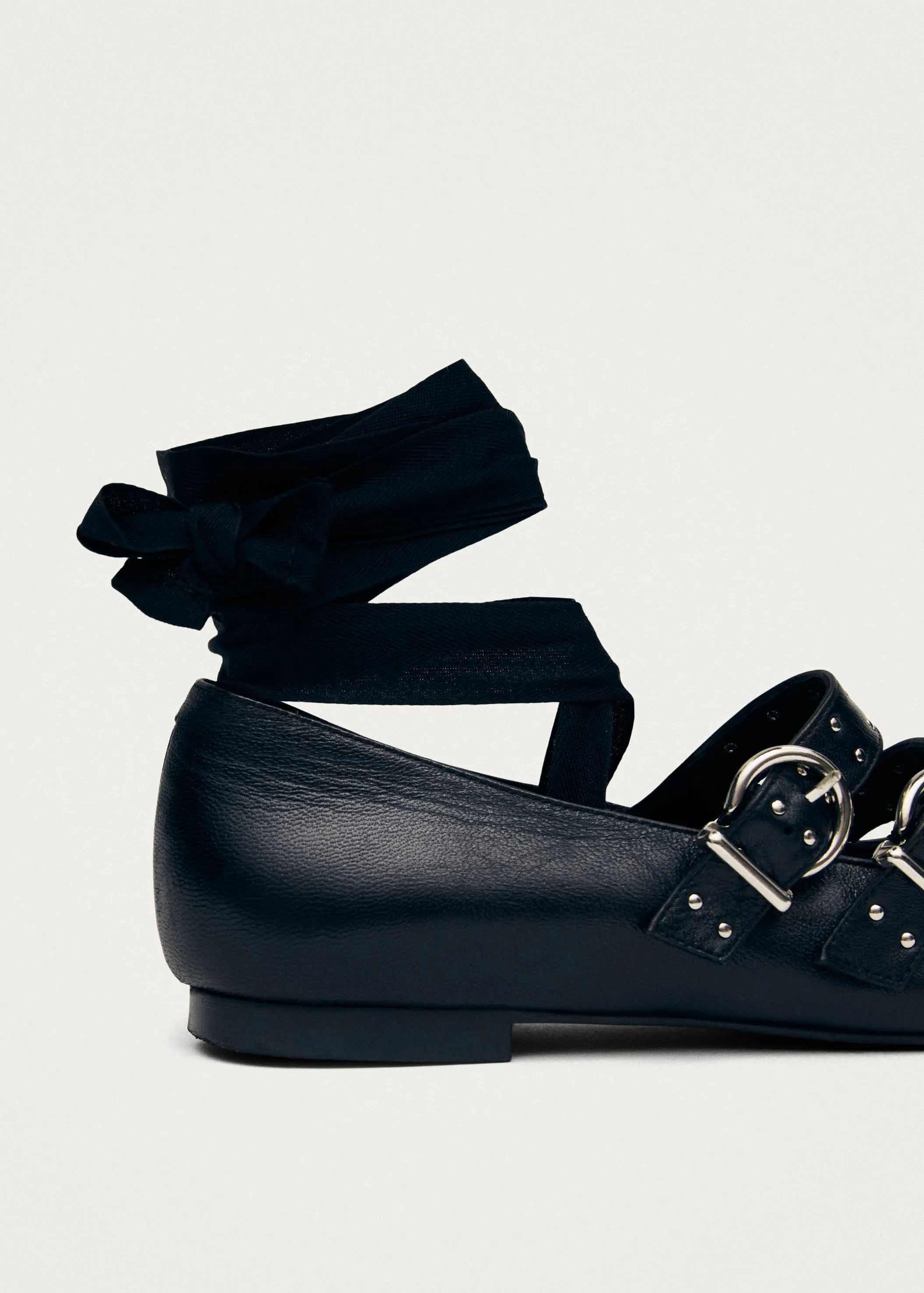 Thekla Black Leather Ballet Flats