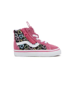 VANS Toddler Sk8-Hi Reissue Side Zip Neon Hearts Trainers - Pink